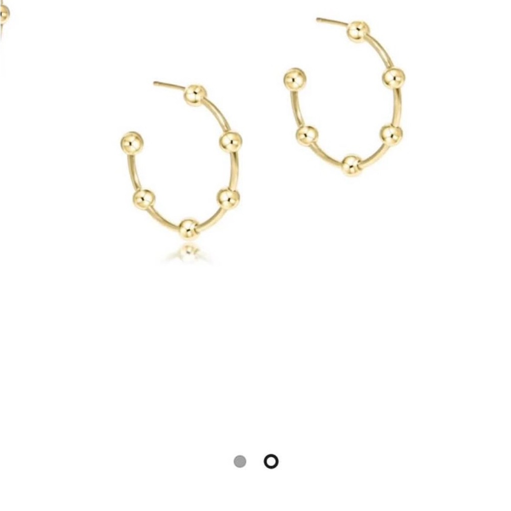 Gold Bead Open Hoop Earrings - Women Jewelry